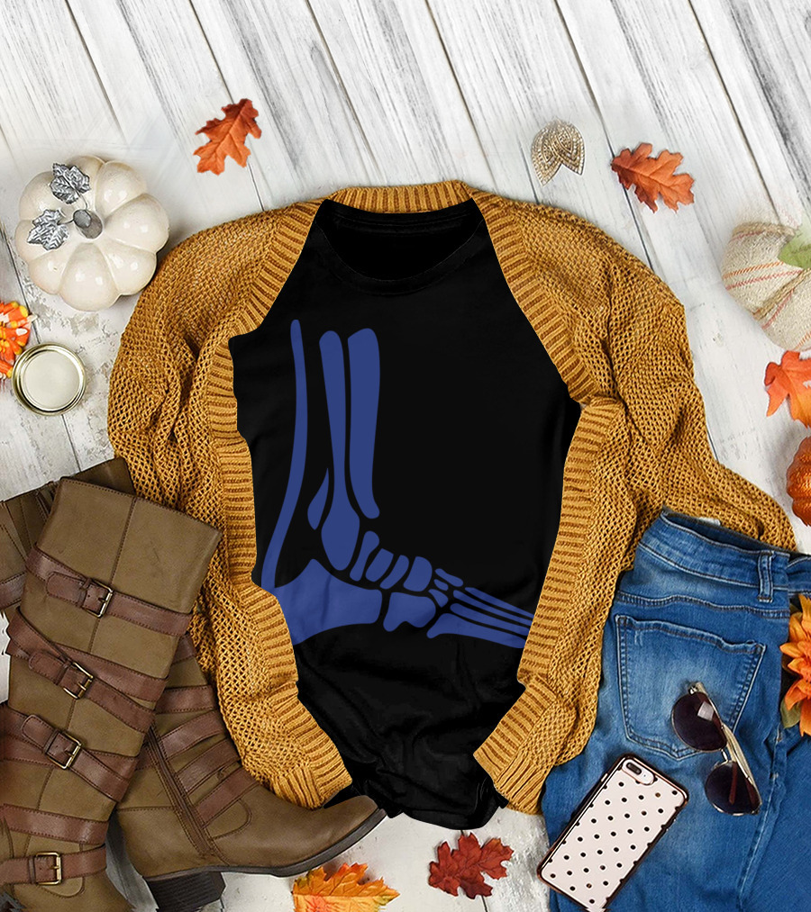 Achilles Heel Blue Skeleton Foot Bone T-Shirt