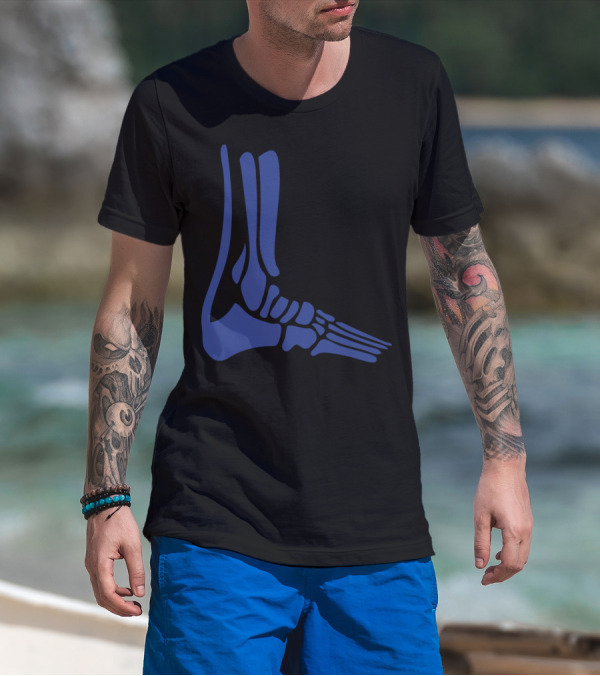 Achilles Heel Blue Skeleton Foot Bone T-Shirt