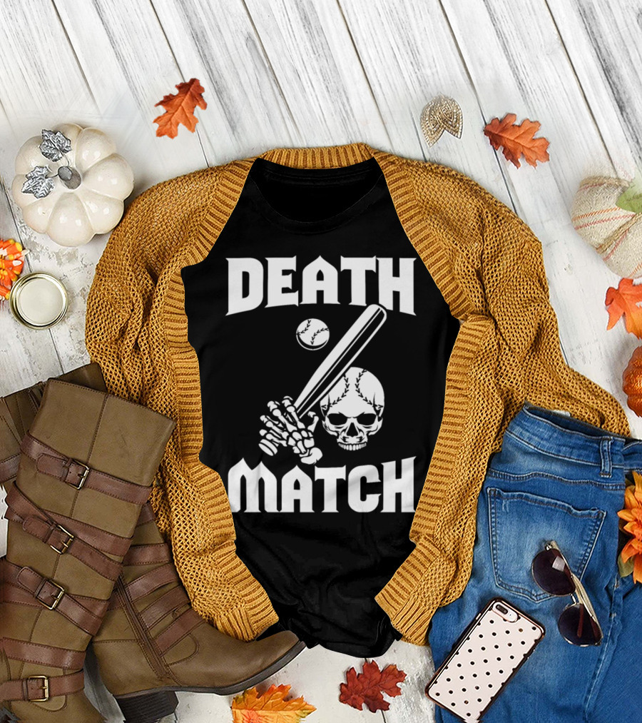Death Match Skeleton Baseball Bat Skull T-Shirt