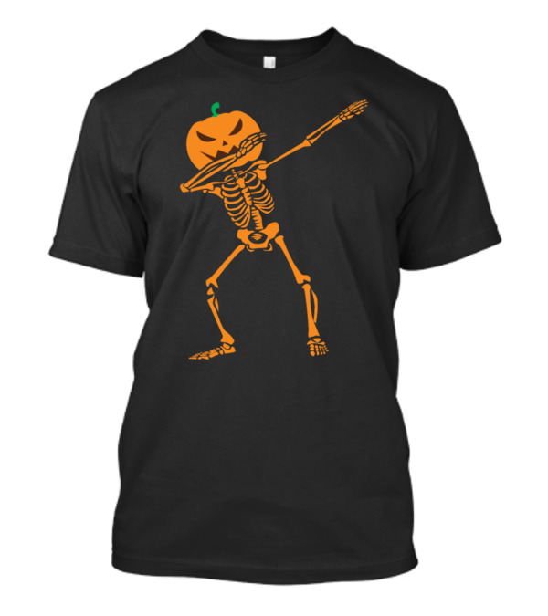 Halloween Pumpkin Head Dabbing Skeleton T-Shirt