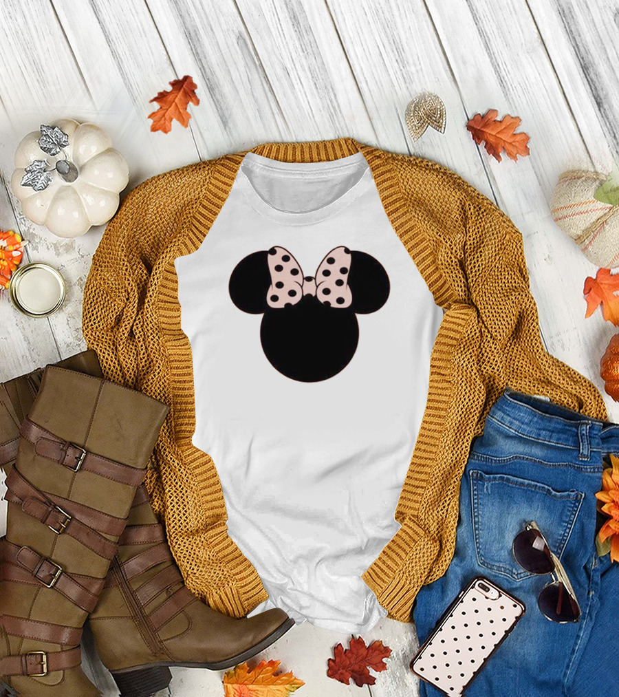 Minnie Mouse Polka Dot Bow Disney Women's Kid's T-Shirt
