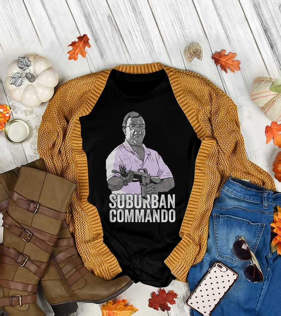 Suburban Commando Styled Humor with Retro Action Pose T-Shirt