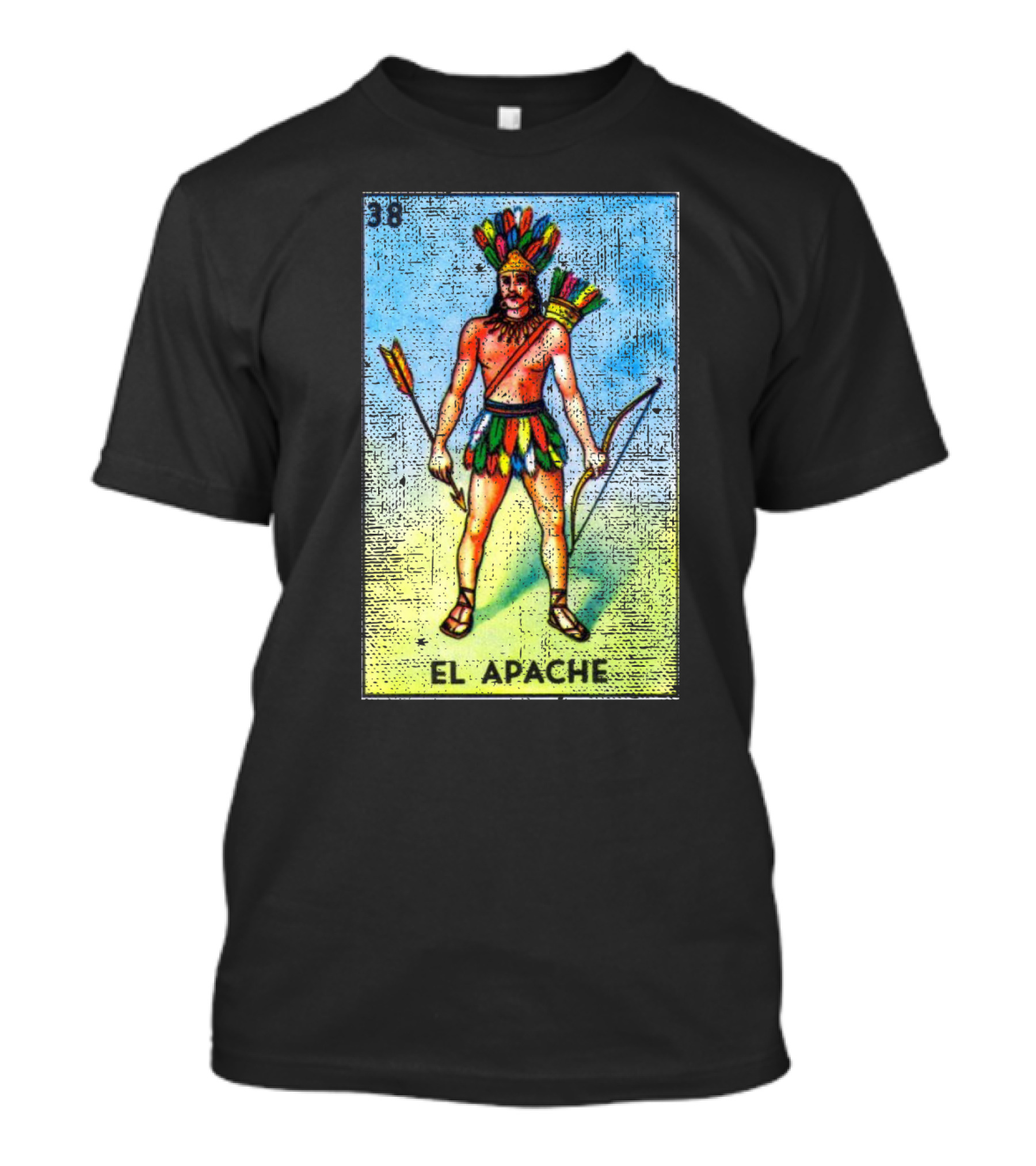 El Apache Loteria Card 38 Colorful Headdress Bow Arrow Mexican Bingo T-Shirt