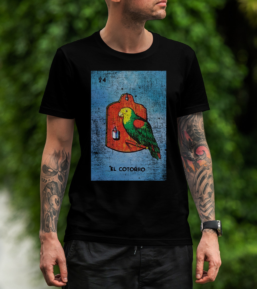 El Cotorro 24 Mexican Loteria Bingo Card Parrot T-Shirt