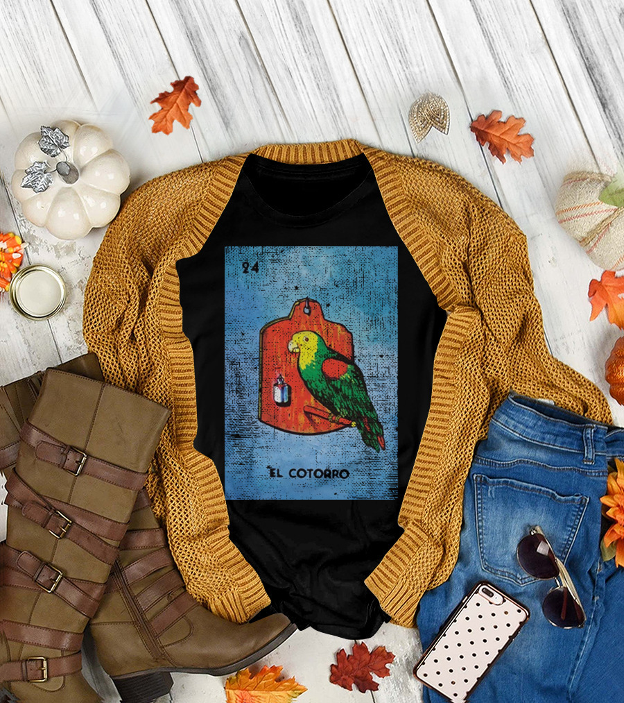 El Cotorro 24 Mexican Loteria Bingo Card Parrot T-Shirt