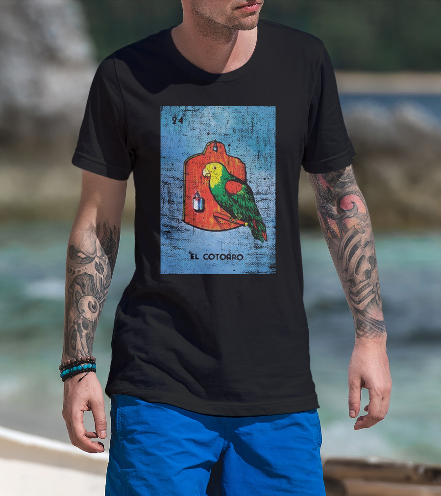 El Cotorro 24 Mexican Loteria Bingo Card Parrot T-Shirt