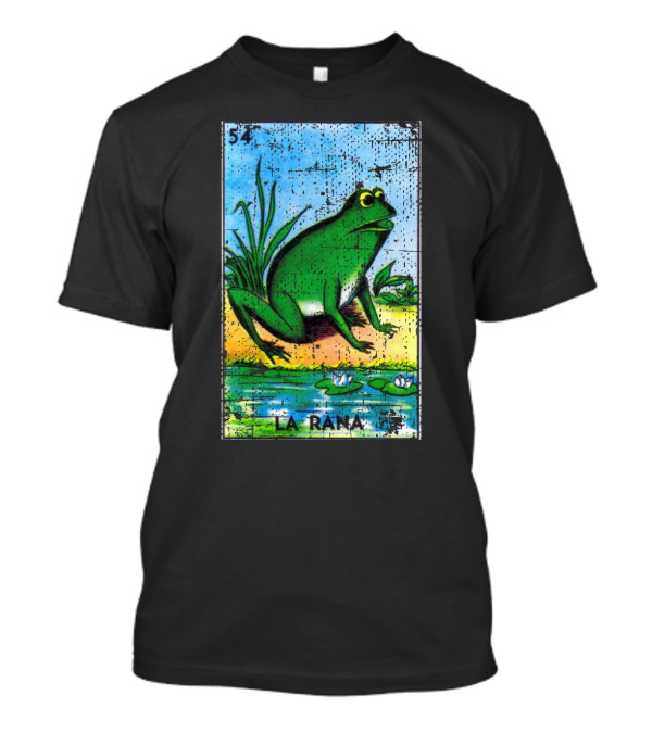La Rana Mexican Loteria Card 54 Frog Bingo Design With Water Lilies T-Shirt