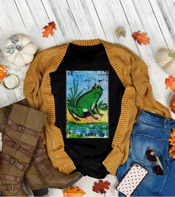 La Rana Mexican Loteria Card 54 Frog Bingo Design With Water Lilies T-Shirt