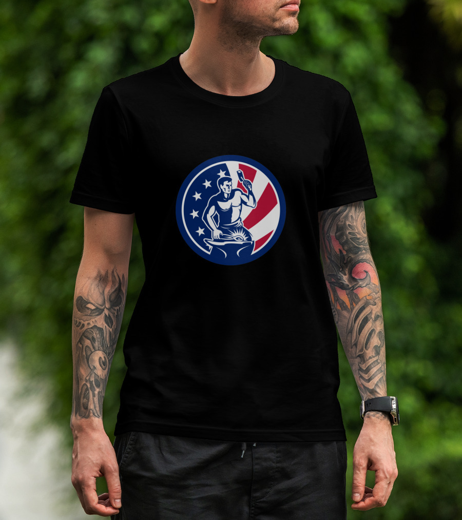 American Farrier Blacksmith USA Flag T-Shirt