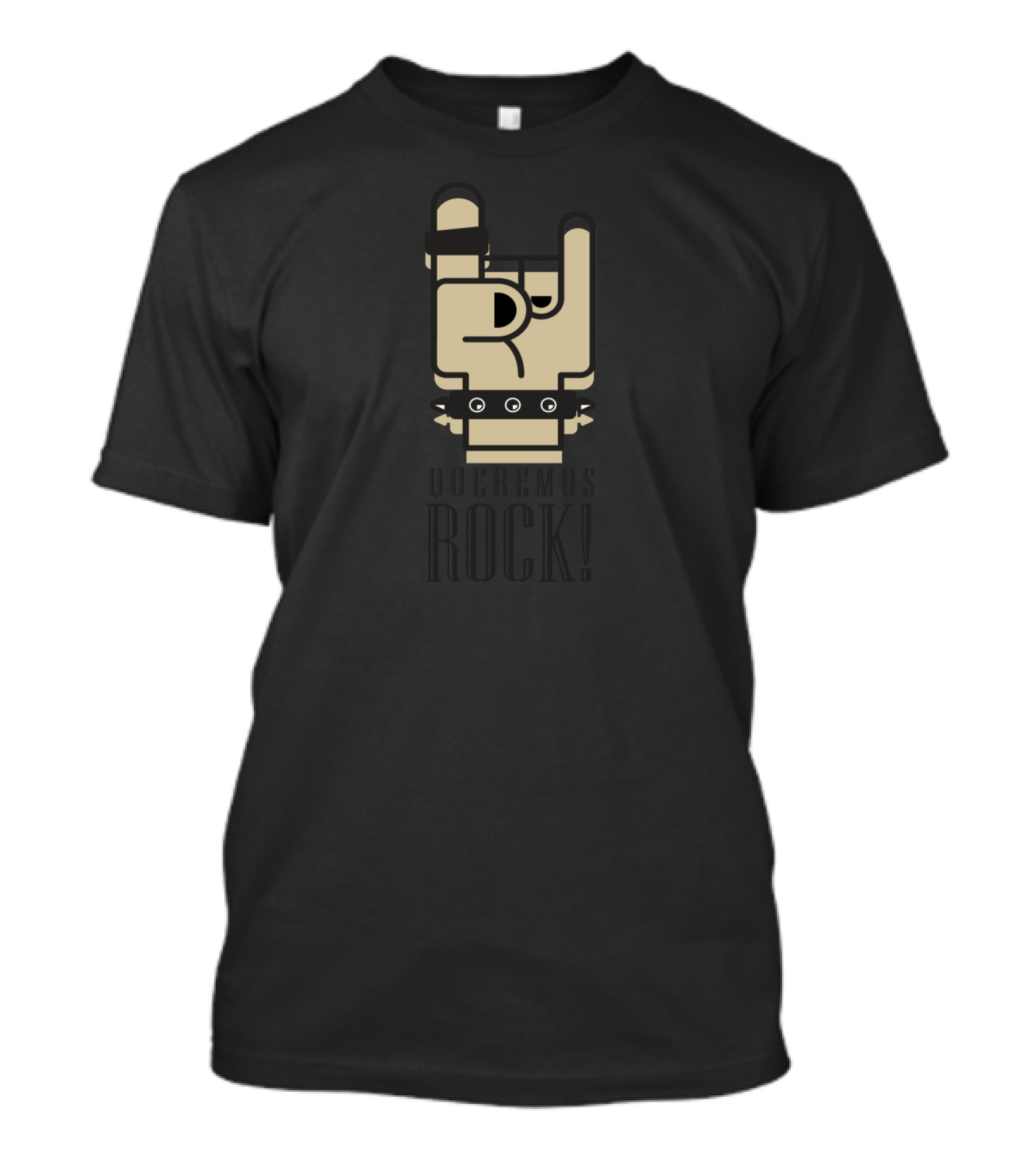Queremos Rock Iconic Hand Gesture With Studded Bracelet T-Shirt