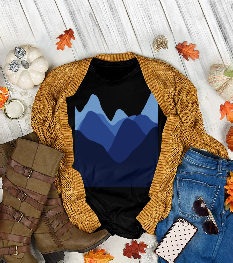 Layered Blue Mountain Landscape T-Shirt