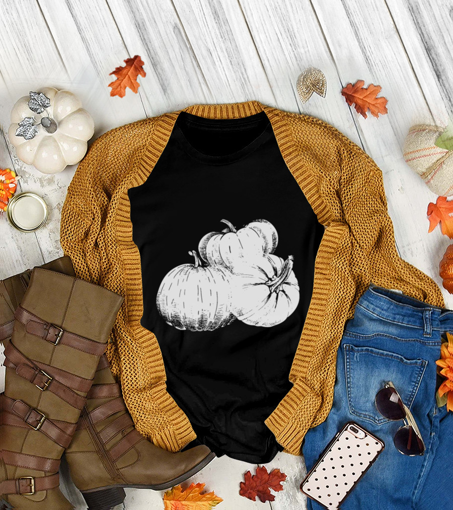The Three Pumpkins Vintage Drawing T-Shirt