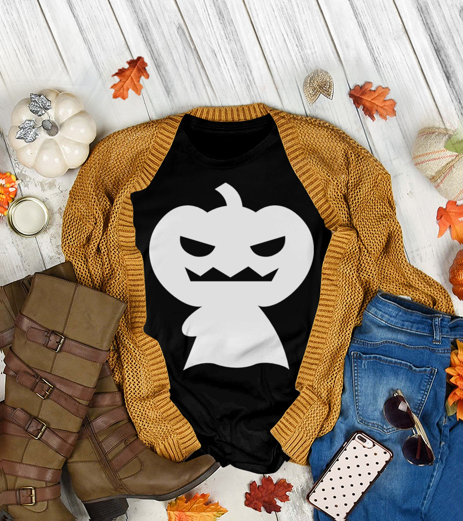 Pumpkin Ghost with Spooky Eyes Dress T-Shirt