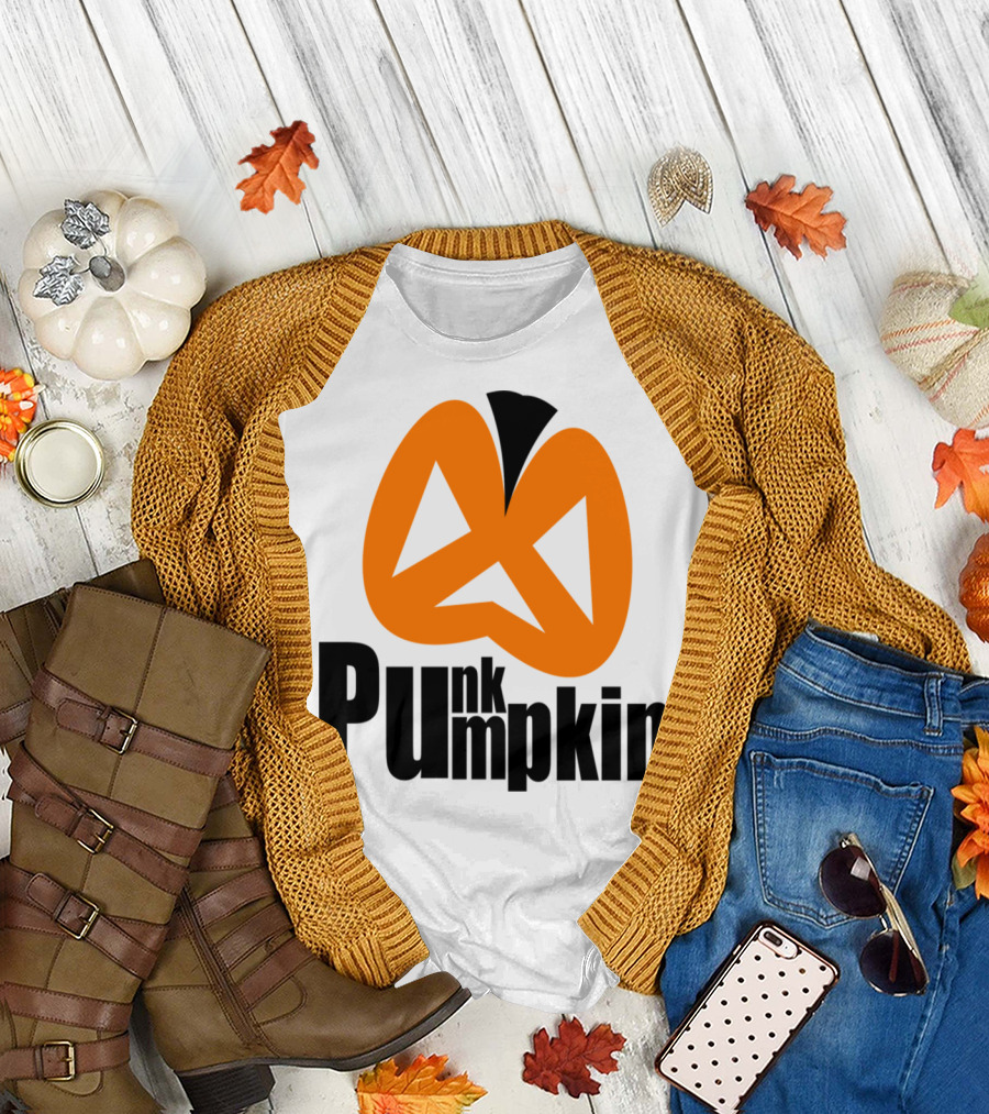 Punk Pumpkin Halloween Triangle Eyes Orange T-Shirt