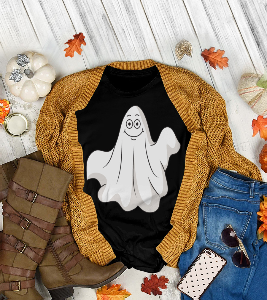 Happy Halloween Smiling Ghost Classic Creepy Character T-Shirt