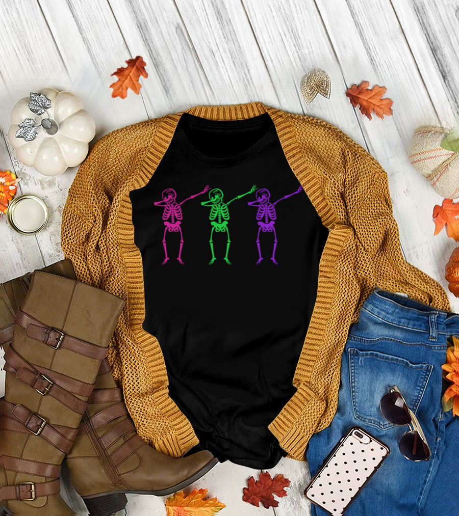 Dabbing Skeleton Dabben Neon Trio T-Shirt