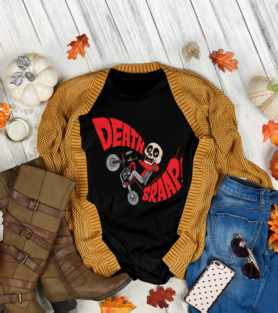 Death Braap Skull Skeleton Motorcycle Adventure T-Shirt