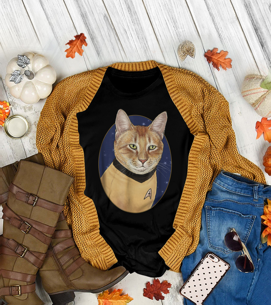 Cat Captain Kirk Starfleet Uniform Star Trek T-Shirt