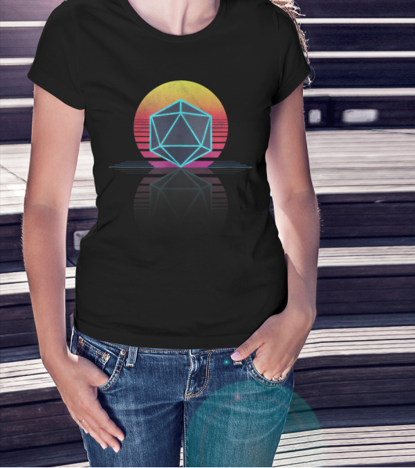 Old School Gamer Geek Dice Gaming RPG Neon T-Shirt