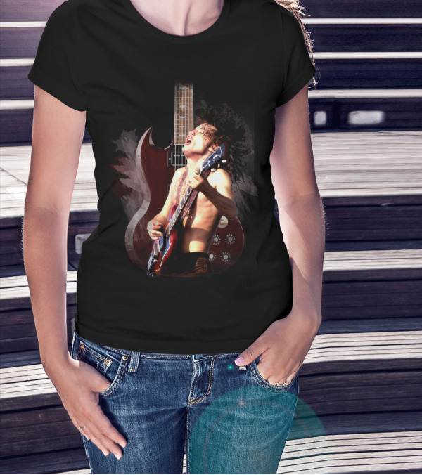 Rock Guitarist With Electric Guitar And Dynamic Performance T-Shirt