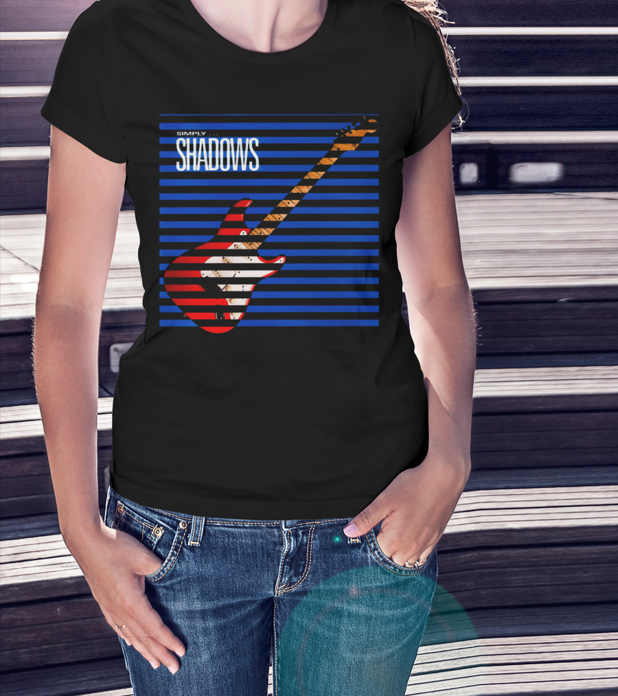 Simply Shadows Electric Guitar With Stripes T-Shirt
