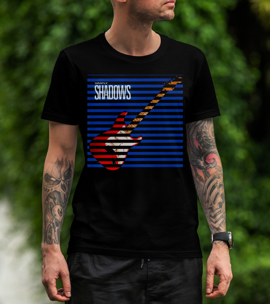 Simply Shadows Electric Guitar With Stripes T-Shirt