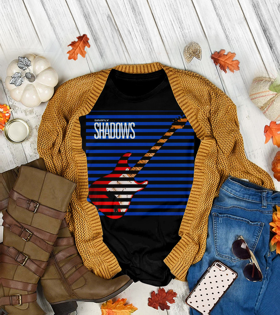 Simply Shadows Electric Guitar with Stripes T-Shirt