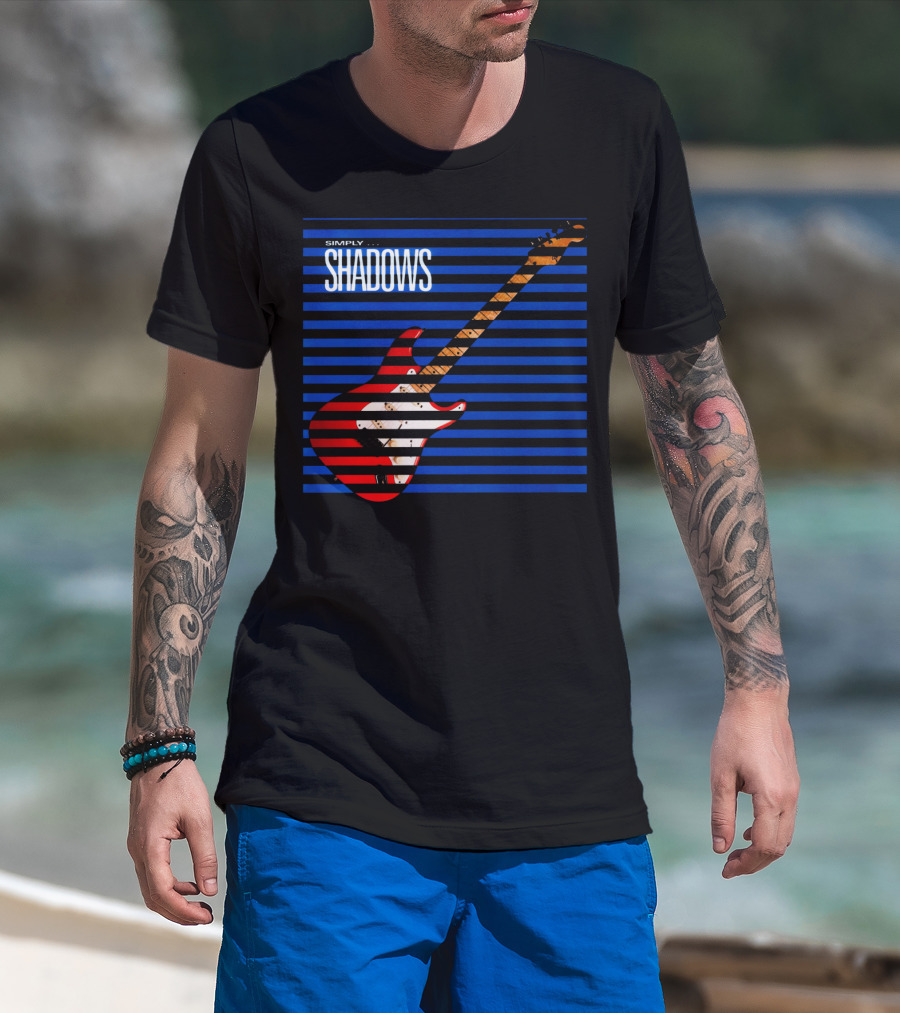 Simply Shadows Electric Guitar With Stripes T-Shirt