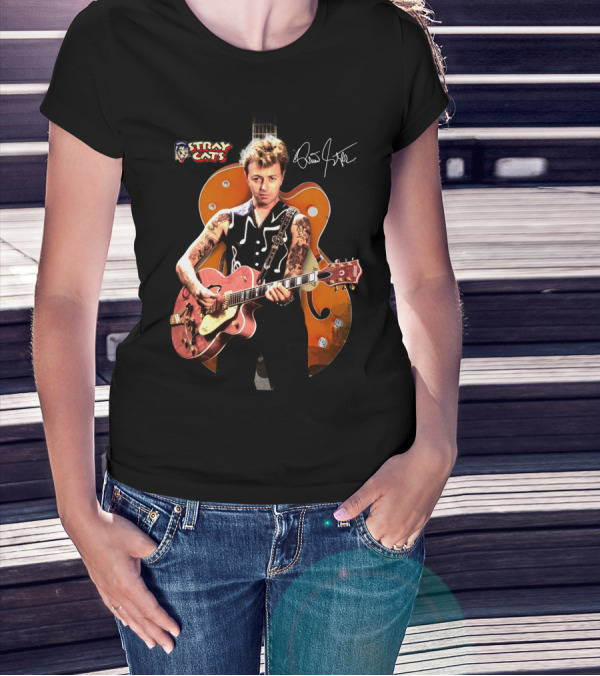 Stray Cats Rockabilly Brian Setzer Guitar T-Shirt
