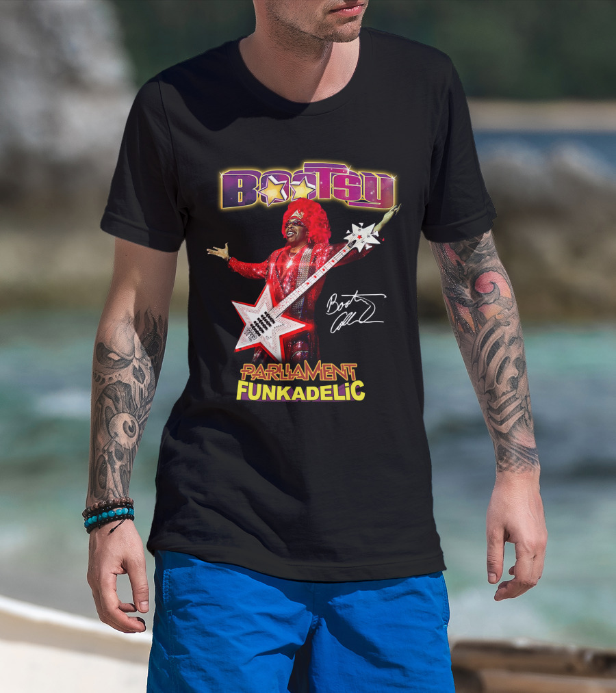 Bootsy Collins Parliament Funkadelic Star Bass Guitar Signature T-Shirt