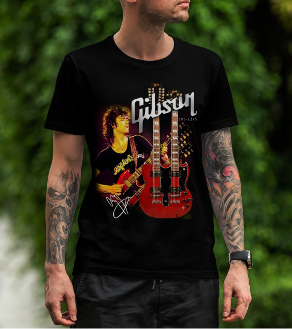 Gibson EDS-1275 Ajimmypage Signature Double Neck Guitar Music Scene T-Shirt