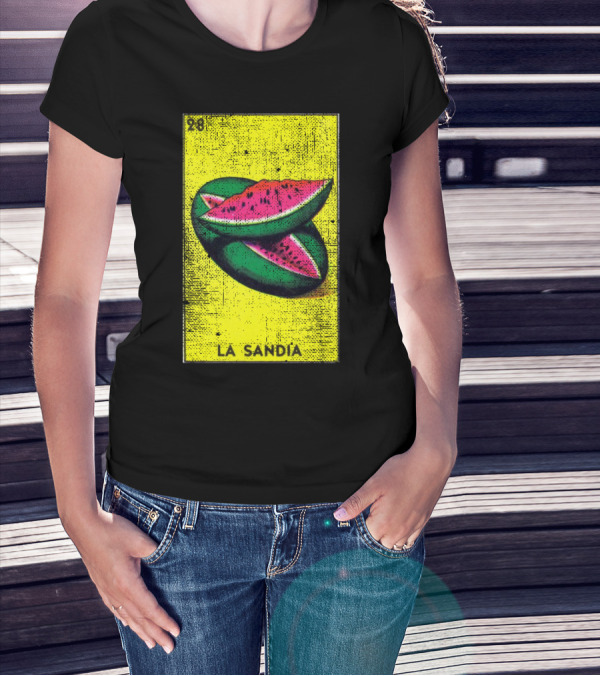 La Sandia 28 Mexican Loteria Bingo Card Watermelon T-Shirt