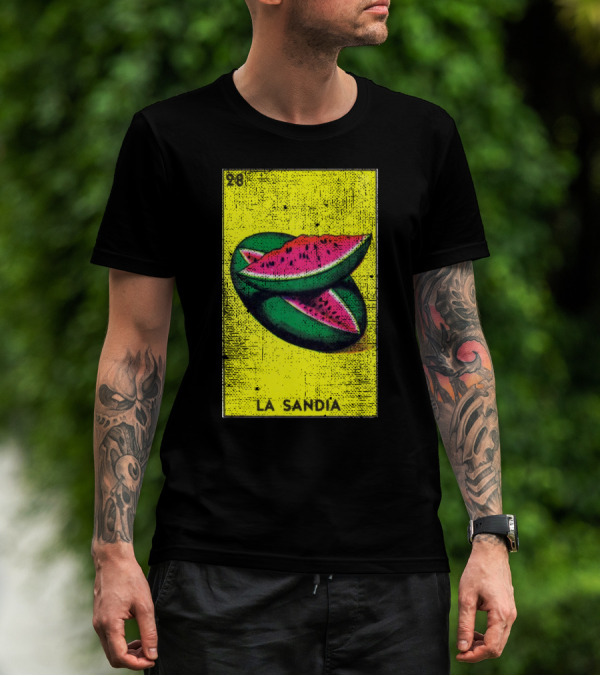 La Sandia 28 Mexican Loteria Bingo Card Watermelon T-Shirt