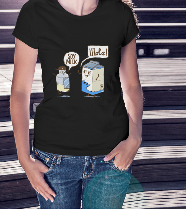 Soy Milk Hola Cartoon Milk Carton Conversation T-Shirt