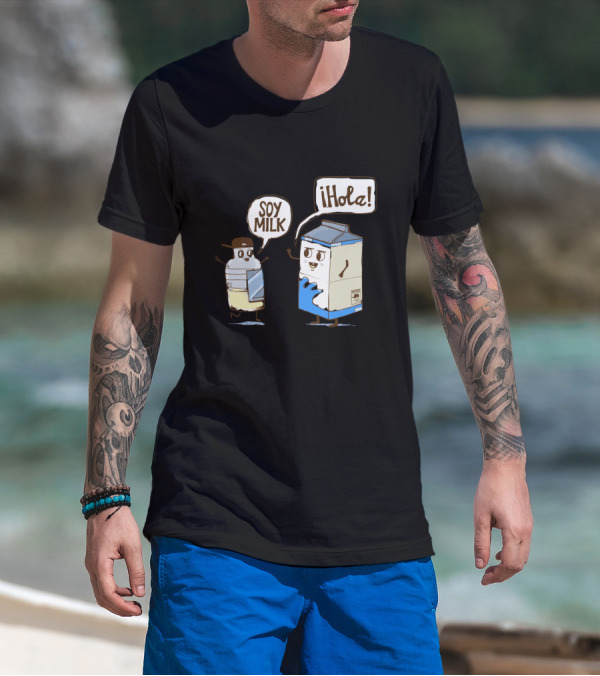 Soy Milk Hola Cartoon Milk Carton Conversation T-Shirt