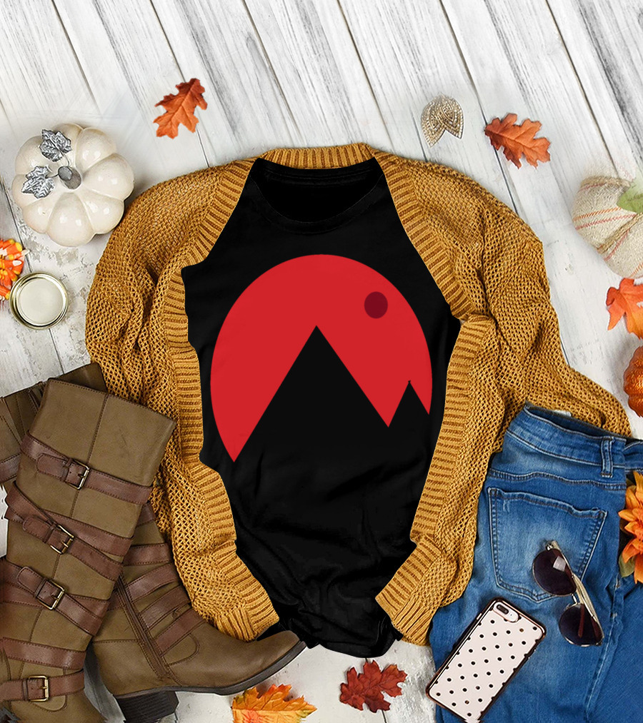 Red Circle Mountain with Sun Mountain and the Moon T-Shirt