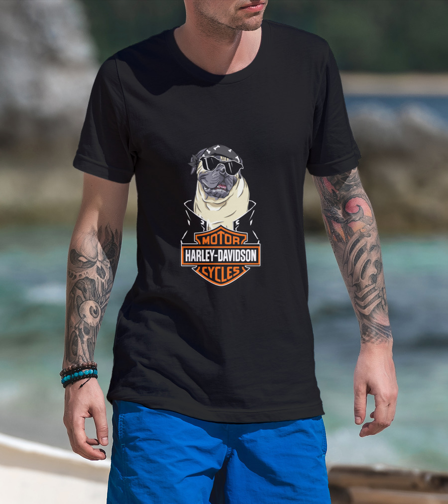 Harley Davidson Bullmastiffs Motorcycle Cycles T-Shirt
