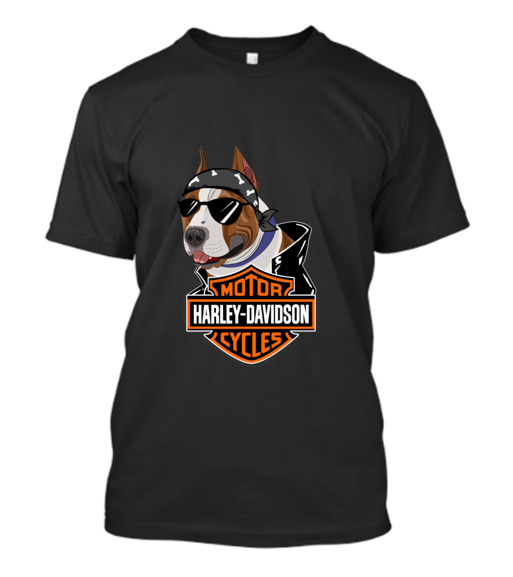 Harley Davidson Motorcycles American Staffordshire Terrier Biker T-Shirt