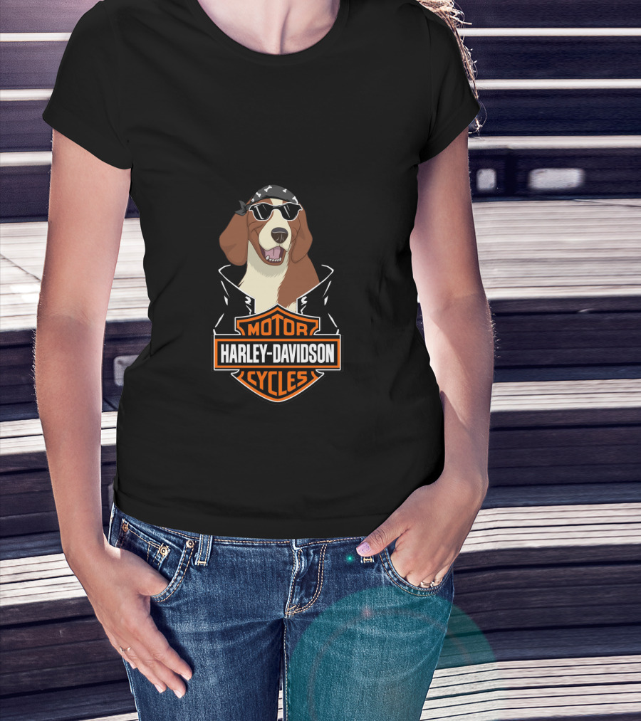 Harley Davidson Motor Cycles English Springer Spaniel Motorcycle T-Shirt