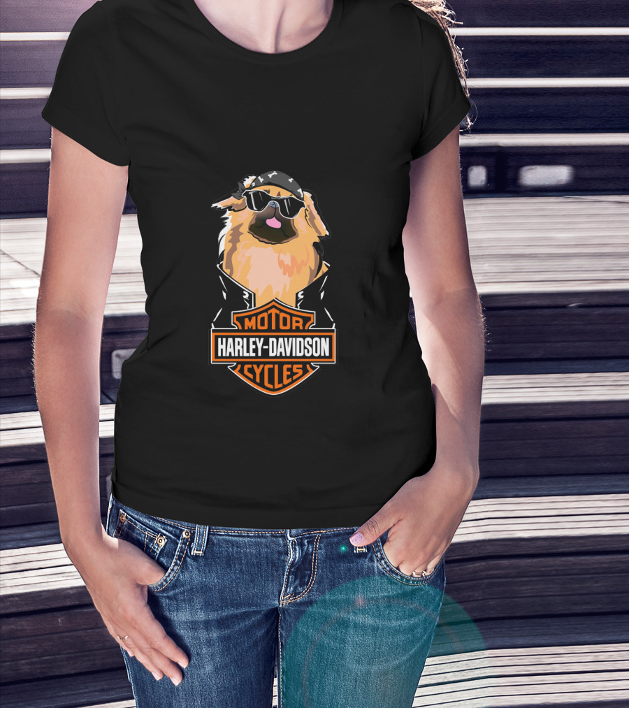 Harley Davidson Pekingeses Motor Cycles T-Shirt