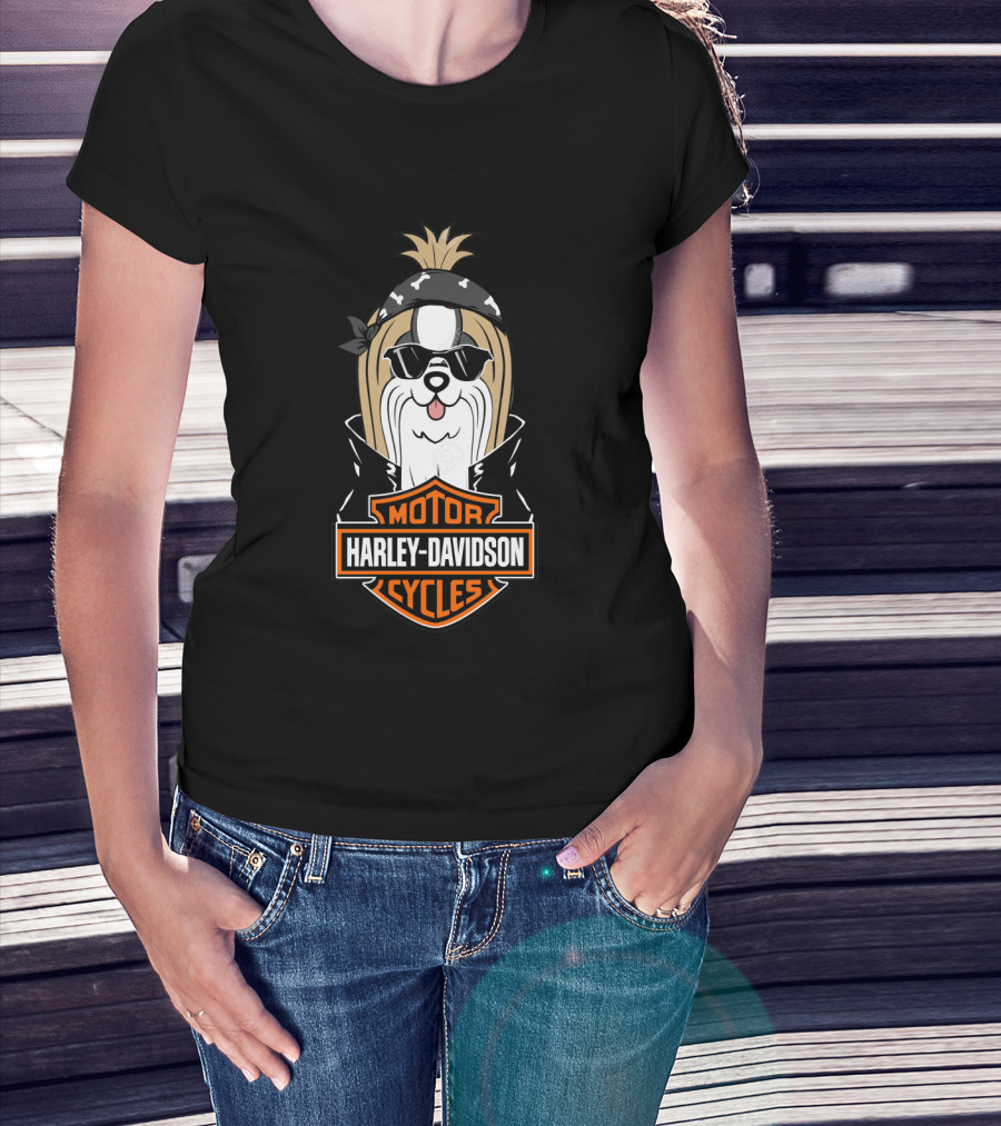 Harley Davidson Shih Tzu Motorcycles T-Shirt