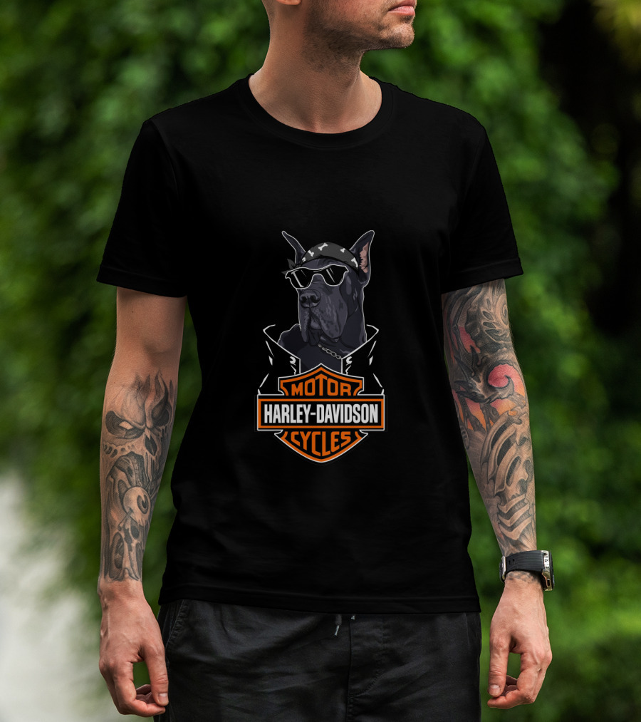 Great Dane Harley Davidson Motor Cycles T-Shirt
