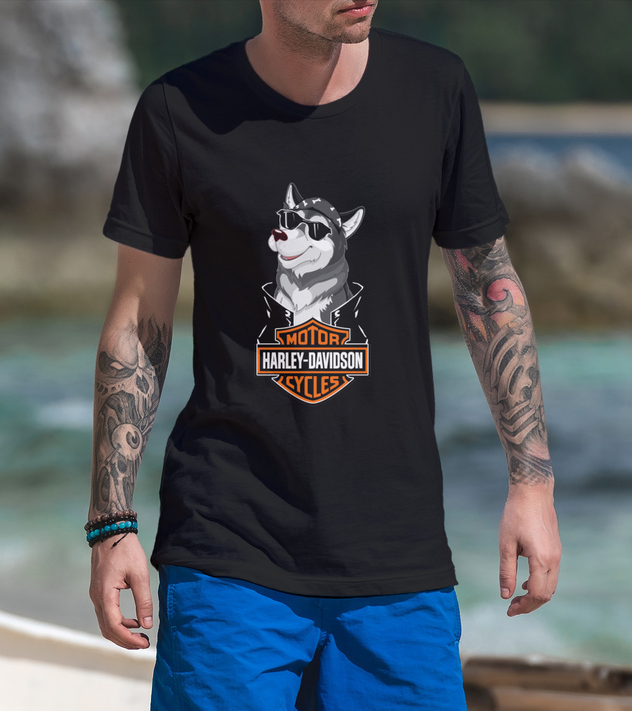 Huskies Harley Davidson Motorcycle Cycles T-Shirt
