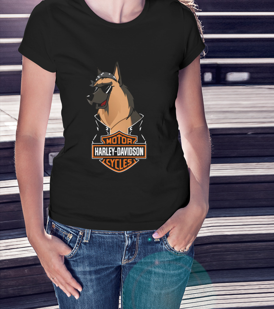 Belgian Shepherd Harley Davidson Cycles Biker T-Shirt