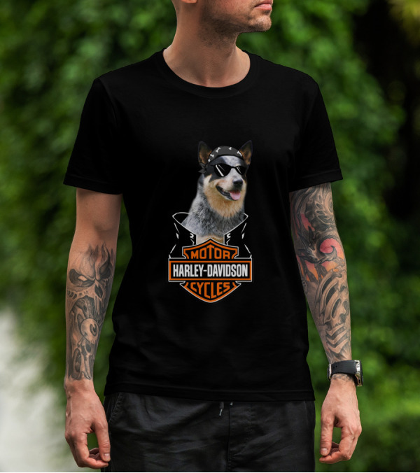 Harley Davidson Blue Heelers Biker Dog T-Shirt