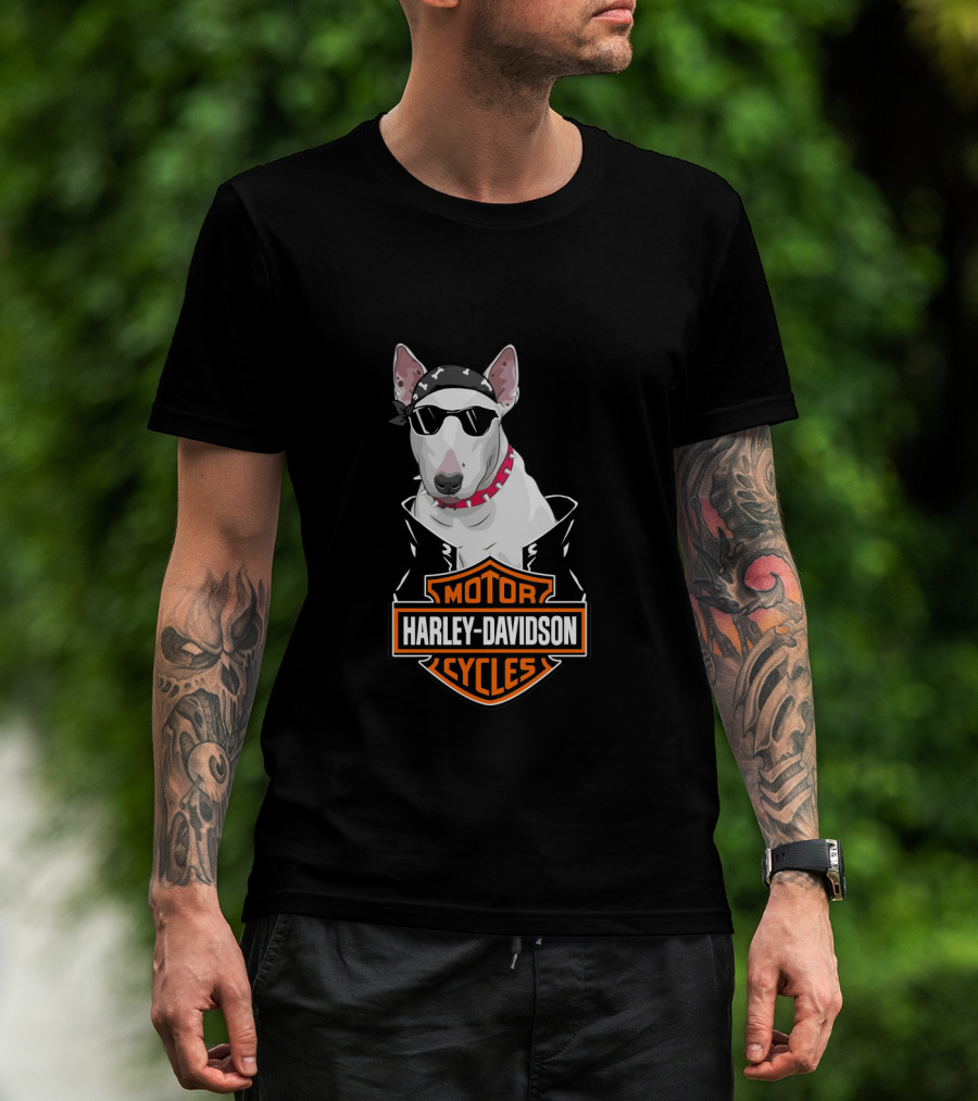 Bull Terrier Harley Davidson Motorcycles Biker T-Shirt