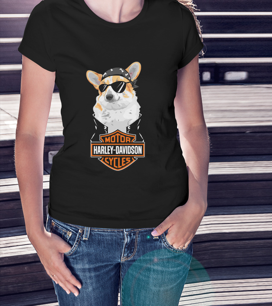 Harley Davidson Motor Cycles Corgi Biker T-Shirt