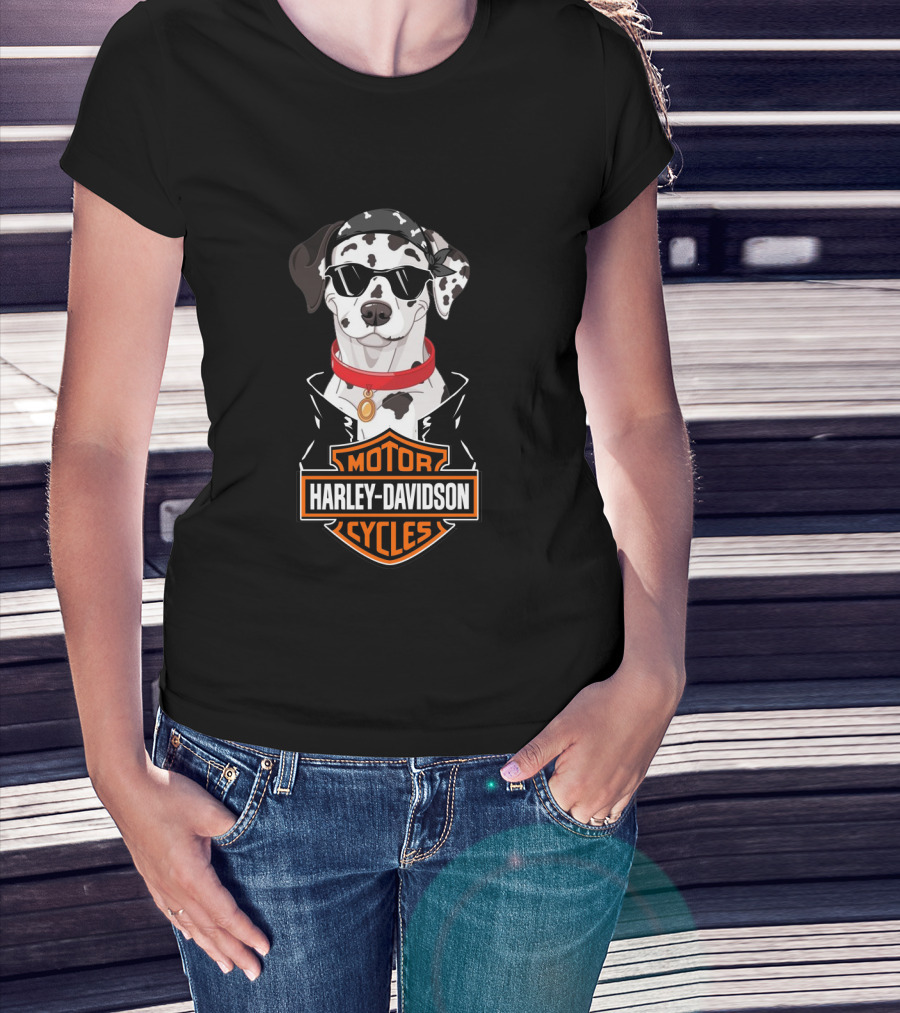 Dalmatian Biker Harley Davidson Motor Cycles T-Shirt