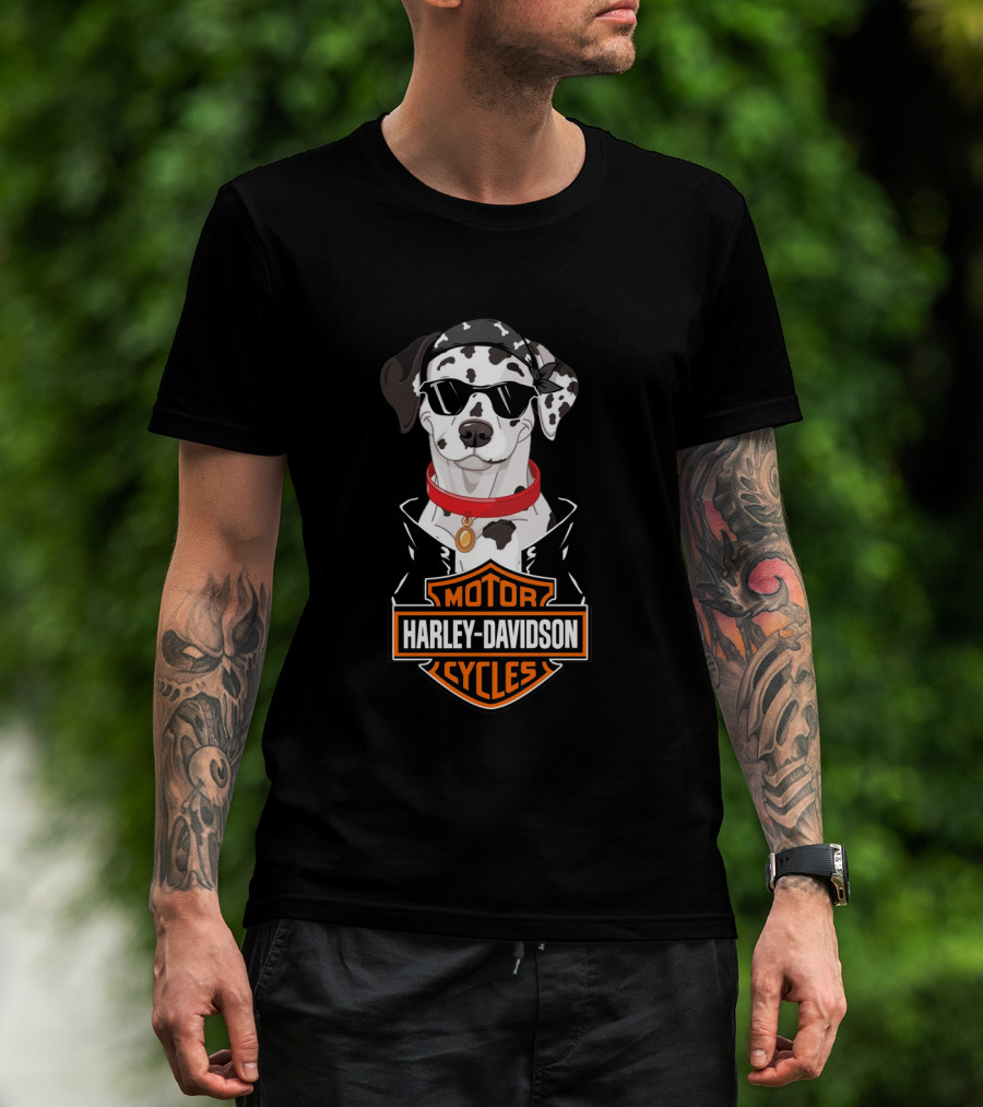Dalmatian Biker Harley Davidson Motor Cycles T-Shirt