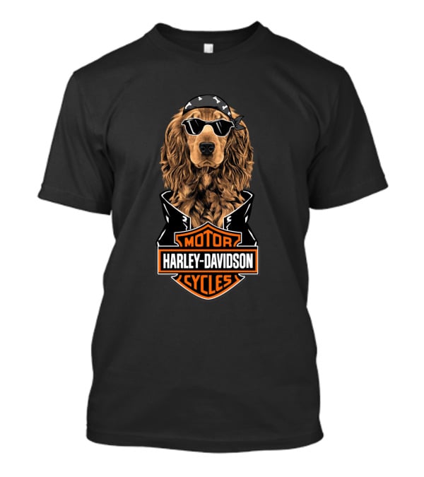 English Cocker Spaniel Harley Davidson Motorcycles Biker T-Shirt